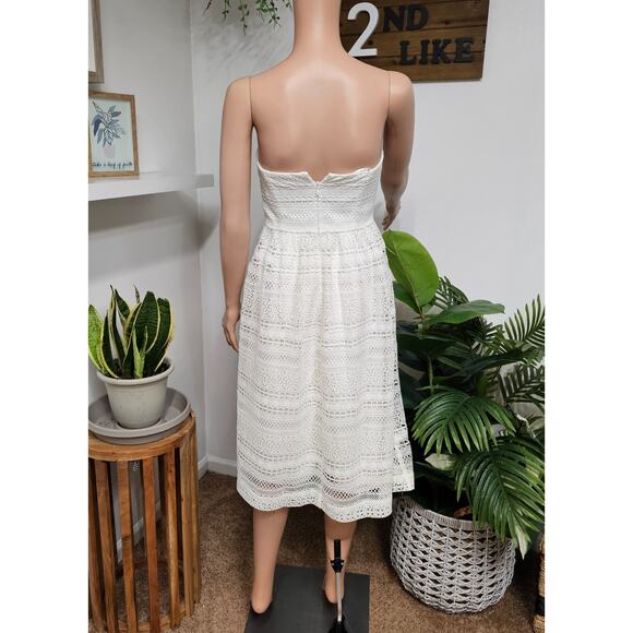 J Crew Stanbury strapless crocheted lace white midi dress size 0 - Picture 4 of 6
